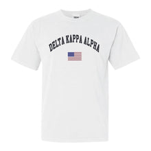 Load image into Gallery viewer, Delta Kappa Alpha Traditional Flag Comfort Colors T-Shirt - Kite and Crest
