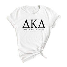 Load image into Gallery viewer, Delta Kappa Delta Block Letter T-shirt - Kite and Crest
