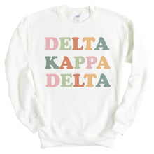 Load image into Gallery viewer, Delta Kappa Delta Bright and Colorful Crewneck Sweatshirt - Kite and Crest
