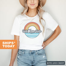 Load image into Gallery viewer, Delta Kappa Delta Wavy Rainbow T-shirt - Kite and Crest
