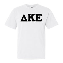 Load image into Gallery viewer, Delta Kappa Epsilon Basic Black Letters Comfort Colors T-Shirt - Fraternity Tee - Kite and Crest
