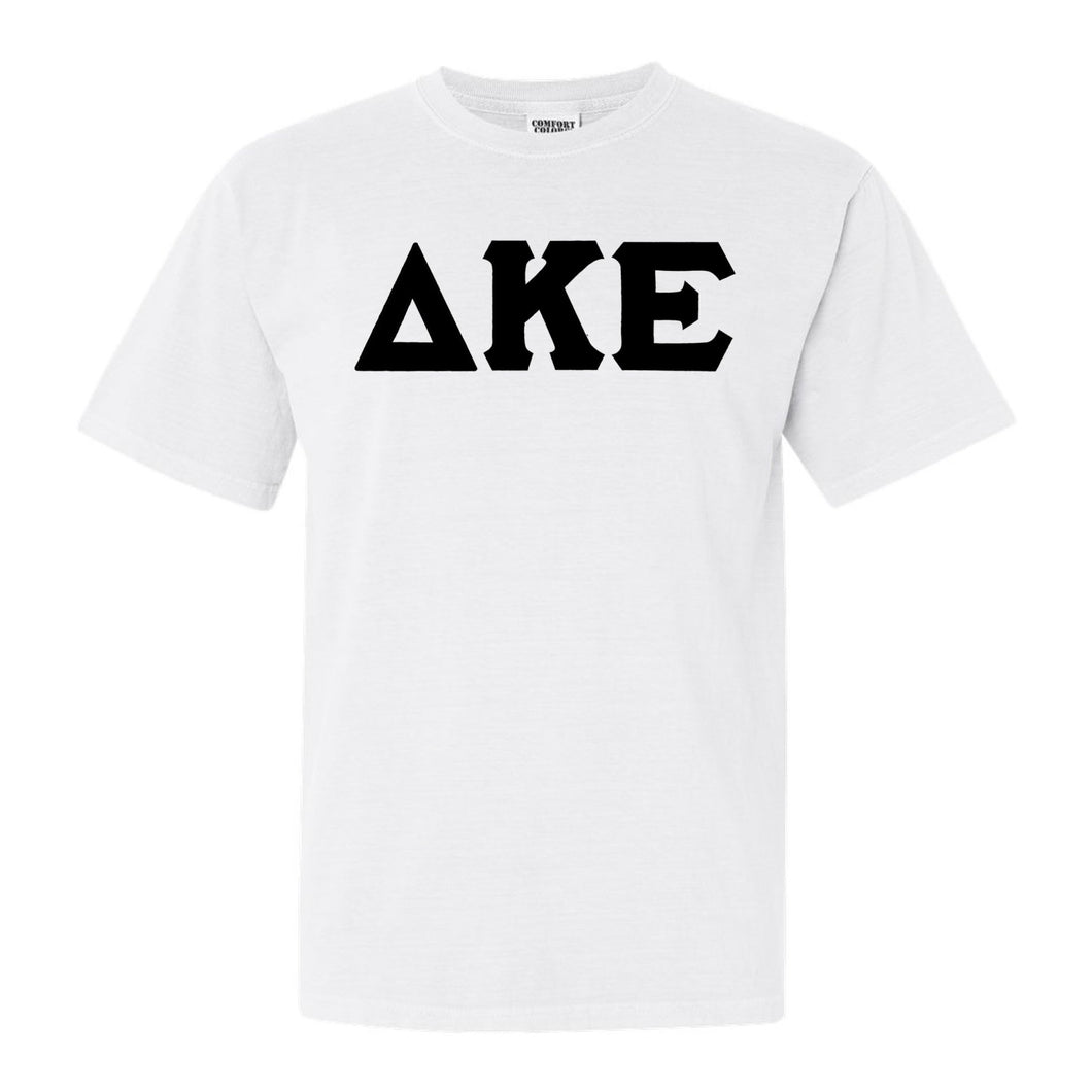 Delta Kappa Epsilon Basic Black Letters Comfort Colors T-Shirt - Fraternity Tee - Kite and Crest