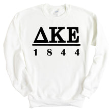 Load image into Gallery viewer, Delta Kappa Epsilon Black Letter Sweatshirt - Fraternity Crewneck Sweatshirt - Kite and Crest
