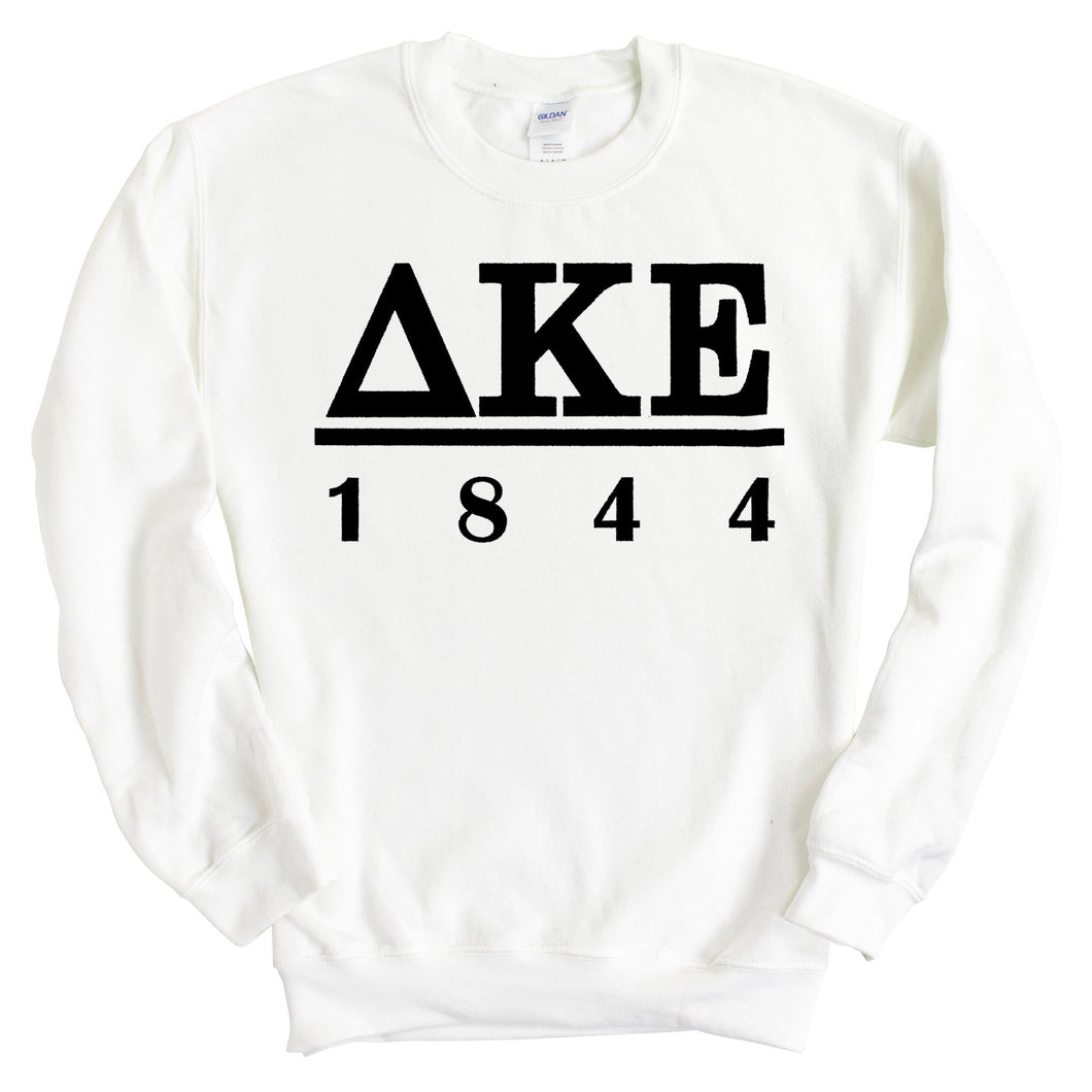 Delta Kappa Epsilon Black Letter Sweatshirt - Fraternity Crewneck Sweatshirt - Kite and Crest