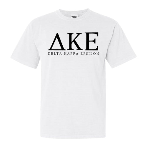 Delta Kappa Epsilon Block Letter Comfort Colors T-Shirt - Fraternity Tee - Kite and Crest