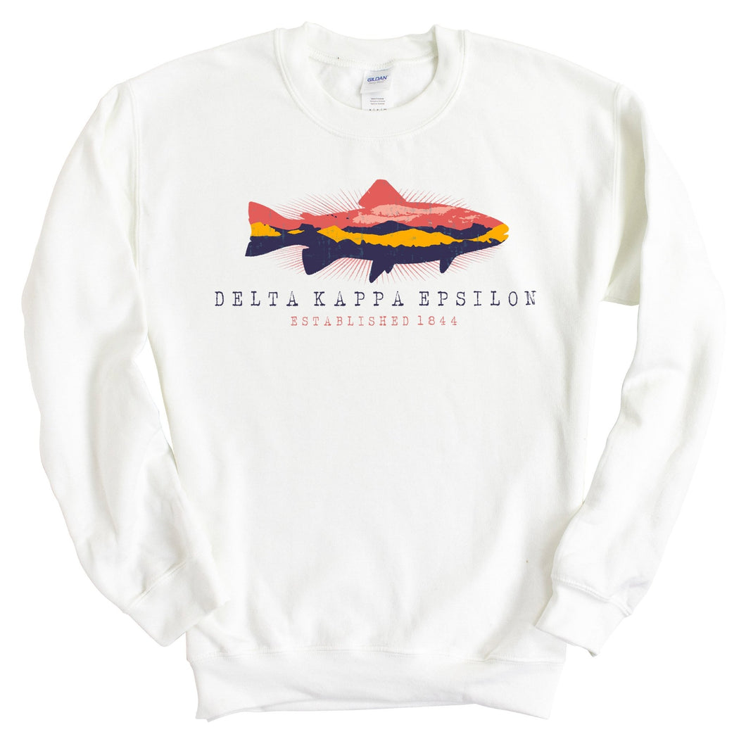 Delta Kappa Epsilon Fishing Sweatshirt - Fraternity Crewneck Sweatshirt - Kite and Crest