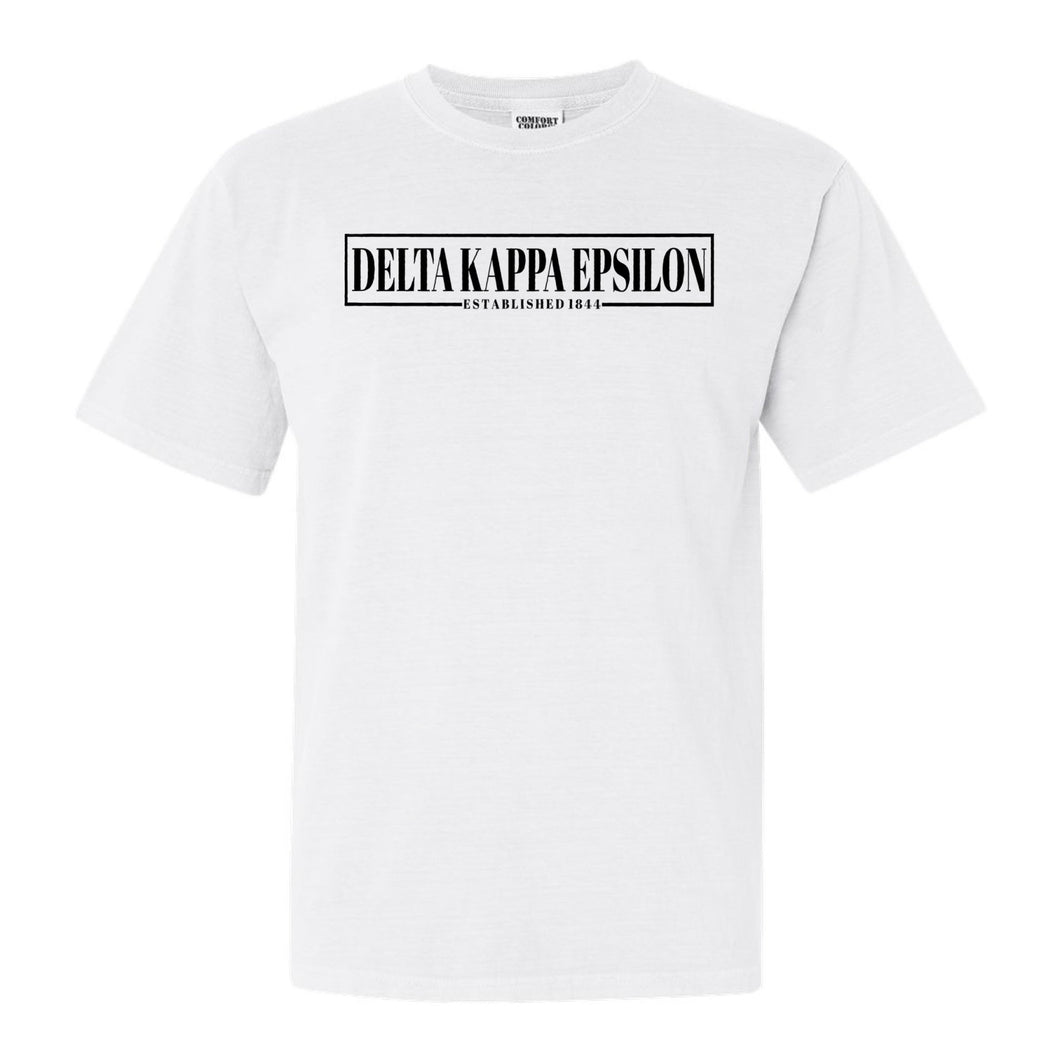 Delta Kappa Epsilon Fraternal Block Comfort Colors T-Shirt - Fraternity Tee - Kite and Crest