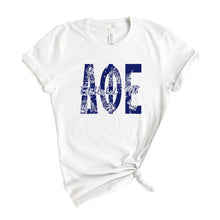 Load image into Gallery viewer, Delta Phi Epsilon Blue Floral Sorority T-Shirt - Kite and Crest
