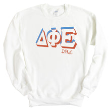 Load image into Gallery viewer, Delta Phi Epsilon Sweatshirt - DPHIE American Colored Crewneck Sweatshirt - Kite and Crest
