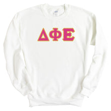 Load image into Gallery viewer, Delta Phi Epsilon Sweatshirt - DPHIE Cute Letters Crewneck Sweatshirt - Kite and Crest
