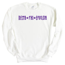 Load image into Gallery viewer, Delta Phi Epsilon Sweatshirt | DPHIE Rock Star Crewneck Sweatshirt | Delta Phi Epsilon Sorority Gift Idea - Kite and Crest
