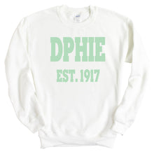 Load image into Gallery viewer, Delta Phi Epsilon Sweatshirt - DPHIE Sporty Established Crewneck Sweatshirt - Kite and Crest
