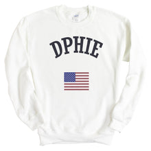 Load image into Gallery viewer, Delta Phi Epsilon Sweatshirt - DPHIE USA Crewneck Sweatshirt - Kite and Crest
