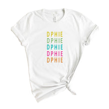 Load image into Gallery viewer, Delta Phi Epsilon T-shirt - DPHIE Modern Stacked Tee - Kite and Crest
