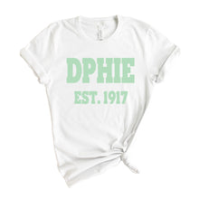 Load image into Gallery viewer, Delta Phi Epsilon T-shirt - DPHIE Sporty Established Tee - Kite and Crest
