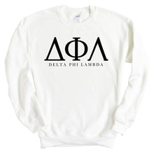 Load image into Gallery viewer, Delta Phi Lambda Block Letter Crewneck Sweatshirt - Kite and Crest
