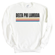 Load image into Gallery viewer, Delta Phi Lambda Colorful Stripes Crewneck Sweatshirt - Kite and Crest
