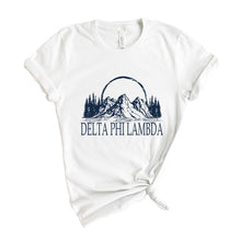 Load image into Gallery viewer, Delta Phi Lambda Epic Mountains T-shirt - Kite and Crest
