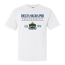 Load image into Gallery viewer, Delta Sigma Phi Comfort Colors T-Shirt - Delta Sig Large Crest Shirt - Kite and Crest
