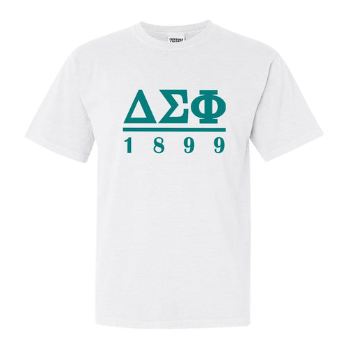 Delta Sigma Phi Comfort Colors T-Shirt - Delta Sig Lettered Basic Shirt - Kite and Crest