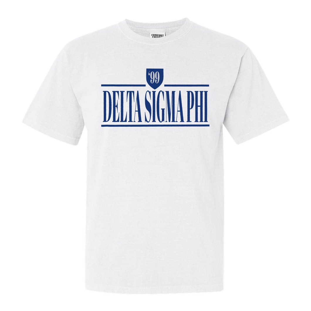 Delta Sigma Phi Comfort Colors T-Shirt - Delta Sig Shield Shirt - Kite and Crest