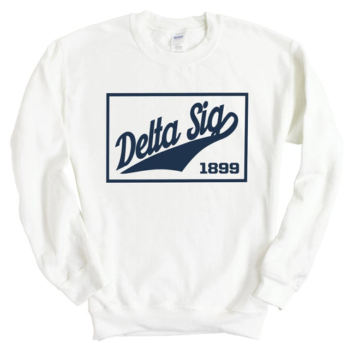 Delta Sigma Phi Sweatshirt - Delta Sig Baseball Boxed Crewneck Sweatshirt - Kite and Crest