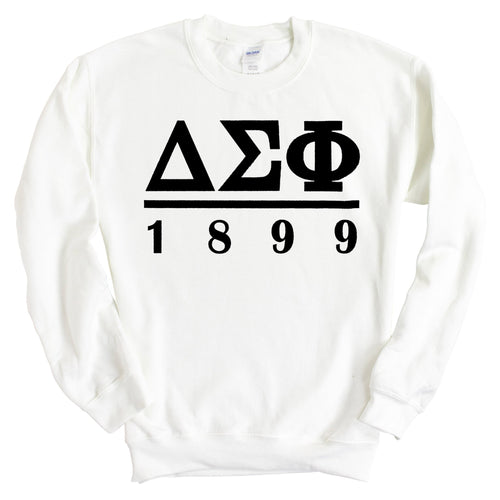 Delta Sigma Phi Sweatshirt - Delta Sig Black Letters Crewneck Sweatshirt - Kite and Crest