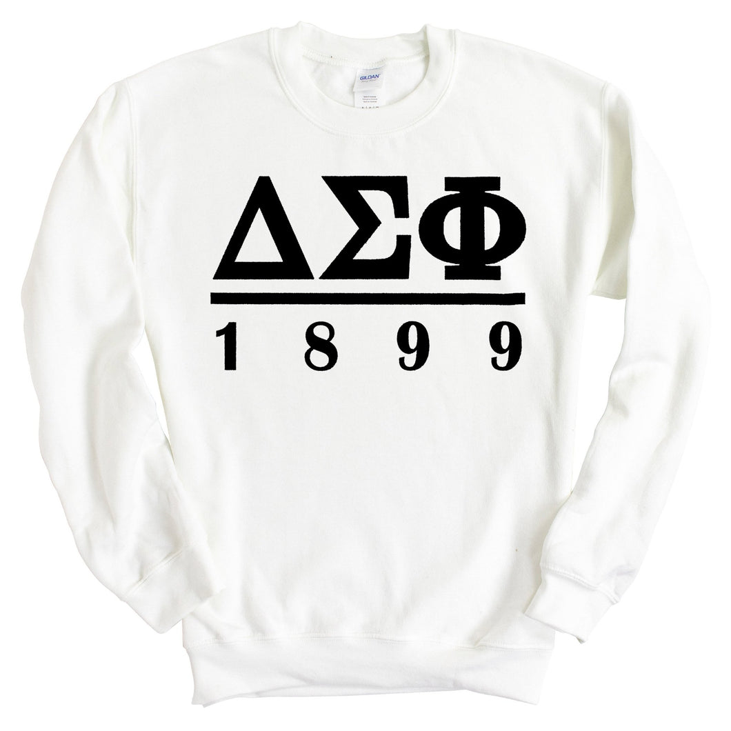 Delta Sigma Phi Sweatshirt - Delta Sig Black Letters Crewneck Sweatshirt - Kite and Crest