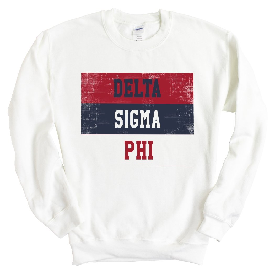 Delta Sigma Phi Sweatshirt - Delta Sig Colorful Stripe Crewneck Sweatshirt - Kite and Crest