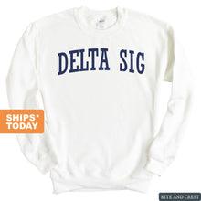 Load image into Gallery viewer, Delta Sigma Phi Sweatshirt - Delta Sig Intrinsic Lettered Crewneck Sweatshirt - Kite and Crest
