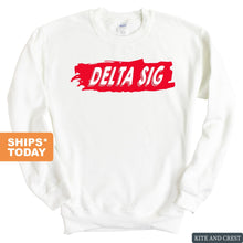 Load image into Gallery viewer, Delta Sigma Phi Sweatshirt - Delta Sig Red Slash Crewneck Sweatshirt - Kite and Crest
