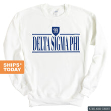 Load image into Gallery viewer, Delta Sigma Phi Sweatshirt - Delta Sig Shield Crewneck Sweatshirt - Kite and Crest
