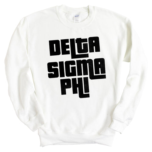 Delta Sigma Phi Sweatshirt - Delta Sig Stacked Letters Crewneck Sweatshirt - Kite and Crest