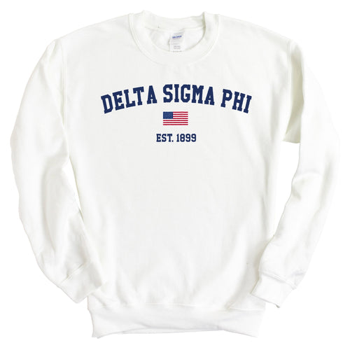 Delta Sigma Phi Sweatshirt - Delta Sig USA Flag Crewneck Sweatshirt - Kite and Crest