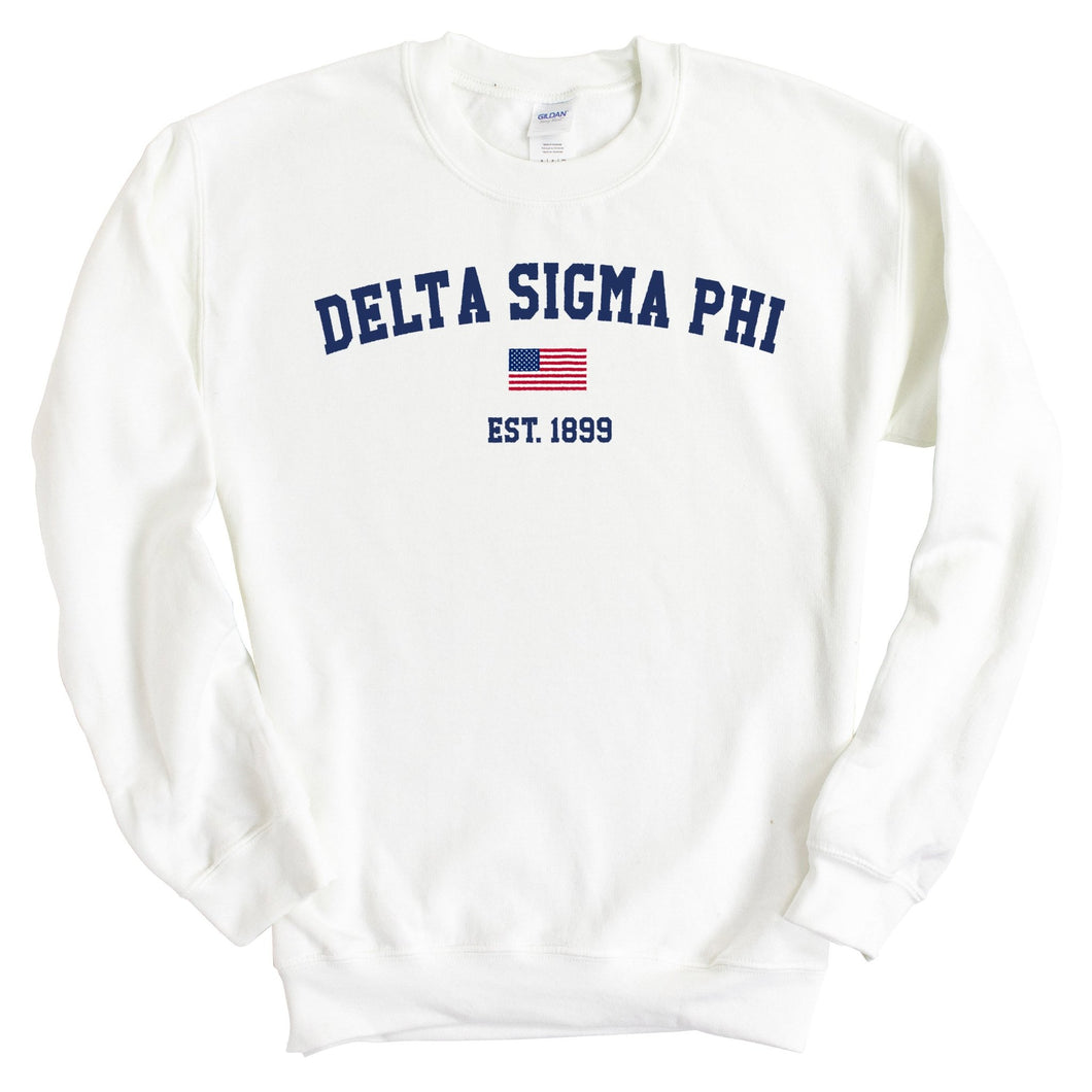 Delta Sigma Phi Sweatshirt - Delta Sig USA Flag Crewneck Sweatshirt - Kite and Crest