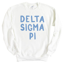 Load image into Gallery viewer, Delta Sigma Pi Blue Cotton Candy Sweatshirt - Fraternity Crewneck Sweatshirt - Kite and Crest
