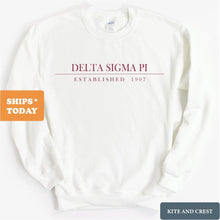 Load image into Gallery viewer, Delta Sigma Pi Boyfriend Sweatshirt - Fraternity Crewneck Sweatshirt - Kite and Crest
