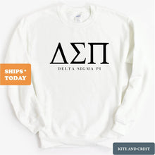 Load image into Gallery viewer, Delta Sigma Pi Classic Sweatshirt - Fraternity Crewneck Sweatshirt - Kite and Crest
