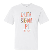 Load image into Gallery viewer, Delta Sigma Pi Pastel Stencil Comfort Colors T-Shirt - Kite and Crest
