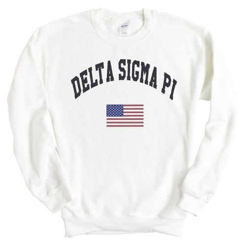 Delta Sigma Pi Traditional Flag Sweatshirt - Fraternity Crewneck Sweatshirt - Kite and Crest