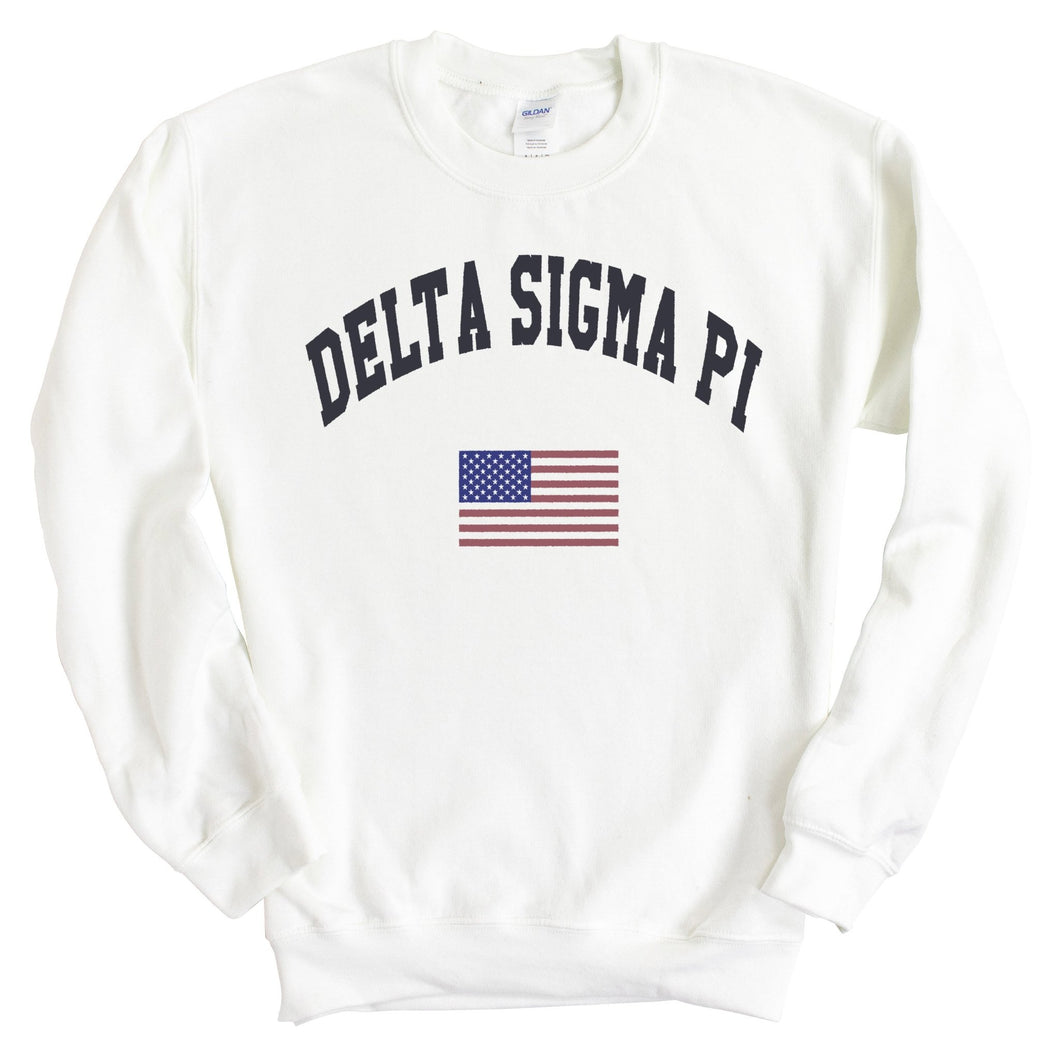 Delta Sigma Pi Traditional Flag Sweatshirt - Fraternity Crewneck Sweatshirt - Kite and Crest