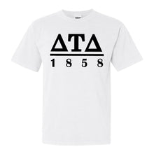 Load image into Gallery viewer, Delta Tau Delta Comfort Colors T-Shirt - Delt Black Letters Shirt - Kite and Crest
