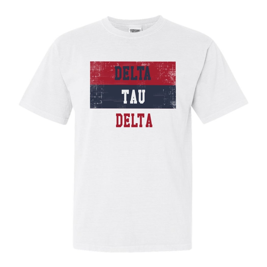 Delta Tau Delta Comfort Colors T-Shirt - Delt Colorful Stripe Shirt - Kite and Crest