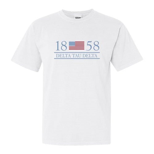 Delta Tau Delta Comfort Colors T-Shirt - Delt Flag Year Shirt - Kite and Crest