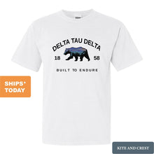 Load image into Gallery viewer, Delta Tau Delta Comfort Colors T-Shirt - Delt Fraternal Bear Shirt - Kite and Crest
