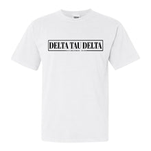 Load image into Gallery viewer, Delta Tau Delta Comfort Colors T-Shirt - Delt Fraternal Block Shirt - Kite and Crest
