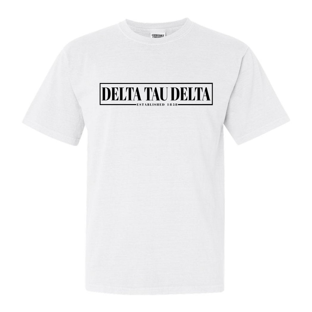 Delta Tau Delta Comfort Colors T-Shirt - Delt Fraternal Block Shirt - Kite and Crest