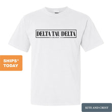 Load image into Gallery viewer, Delta Tau Delta Comfort Colors T-Shirt - Delt Fraternal Block Shirt - Kite and Crest
