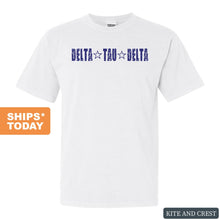 Load image into Gallery viewer, Delta Tau Delta Comfort Colors T-Shirt - Delt Fraternal Star Shirt - Kite and Crest

