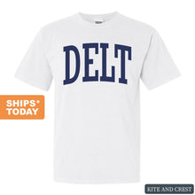 Load image into Gallery viewer, Delta Tau Delta Comfort Colors T-Shirt - Delt Intrinsic Lettered Shirt - Kite and Crest
